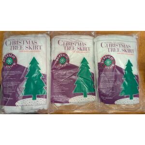 3 CHRISTMAS TREE SKIRTS GLITTER BUFFALO SNOW 60 INCH DIAMETER HOLIDAY DECOR NEW